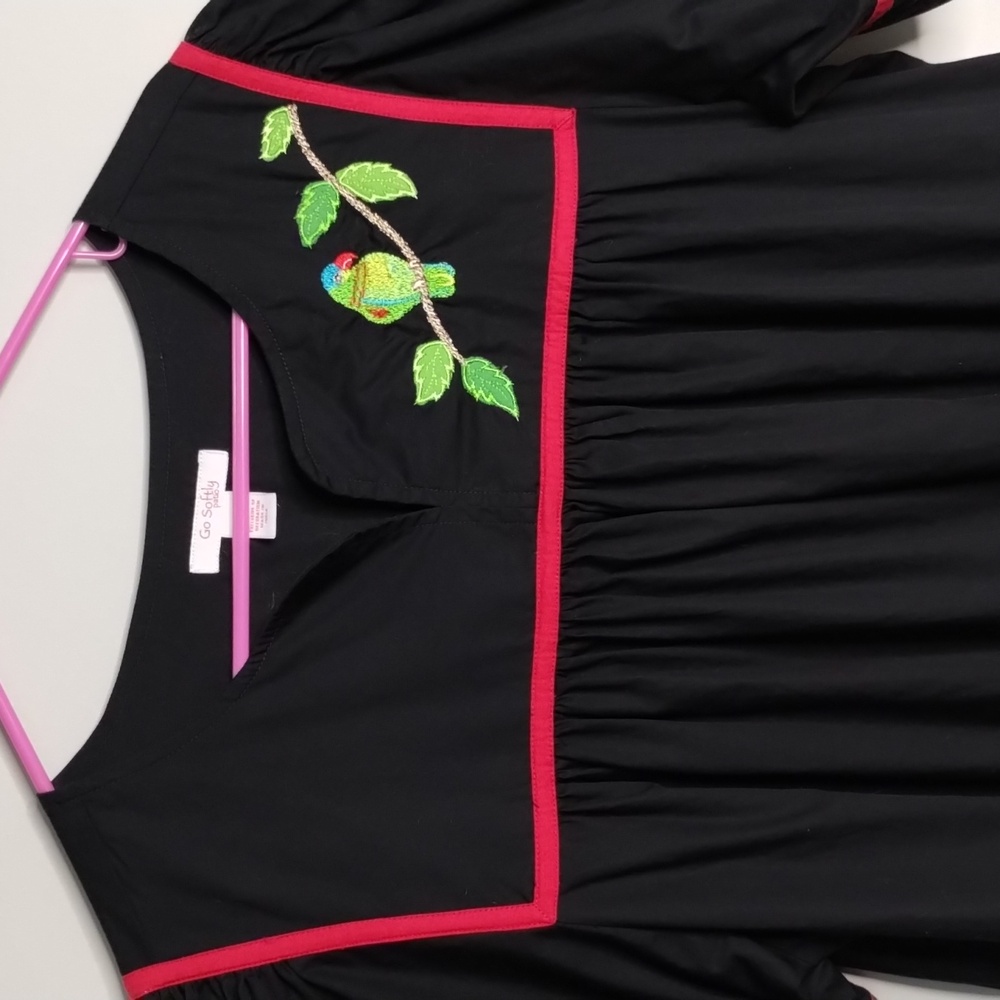 Comfy Black Cotton Go Softly Patio Dress with Embroidery. Size L